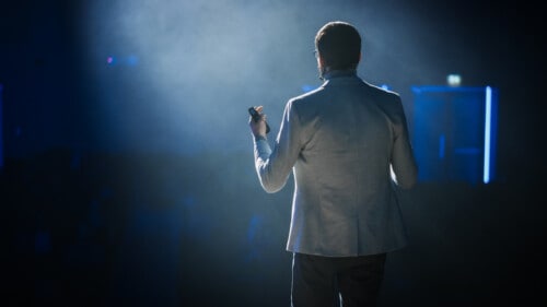 Ted Talk speaker gives a presentation on real estate sales
